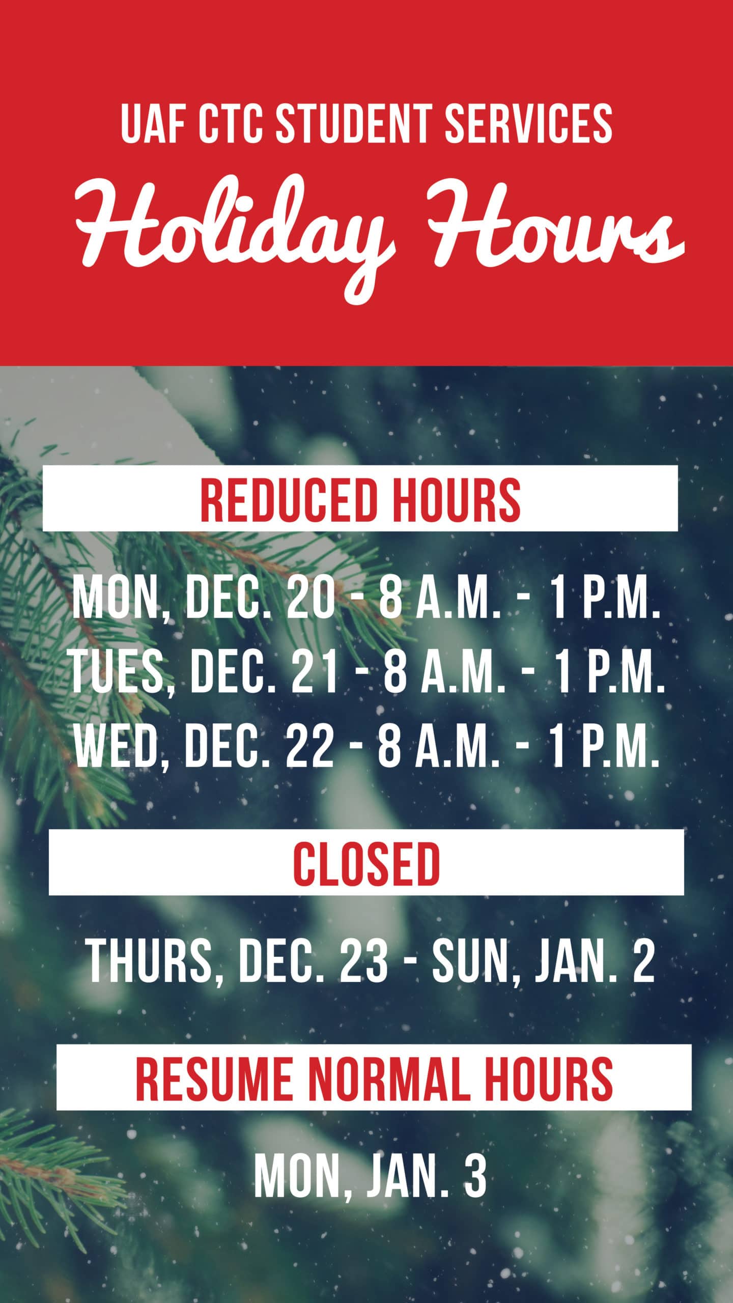 Holiday Hours