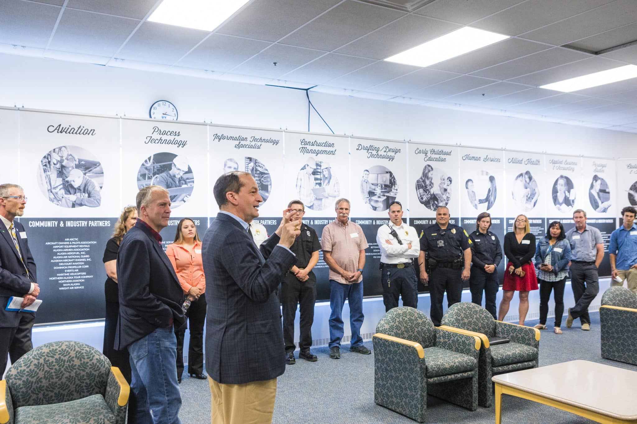 U.S. Secretary of Labor, Alexander Acosta and U.S. Senator, Dan Sullivan, speak with UAF CTC students, staff, faculty, and community partners at CTC's downtown center.