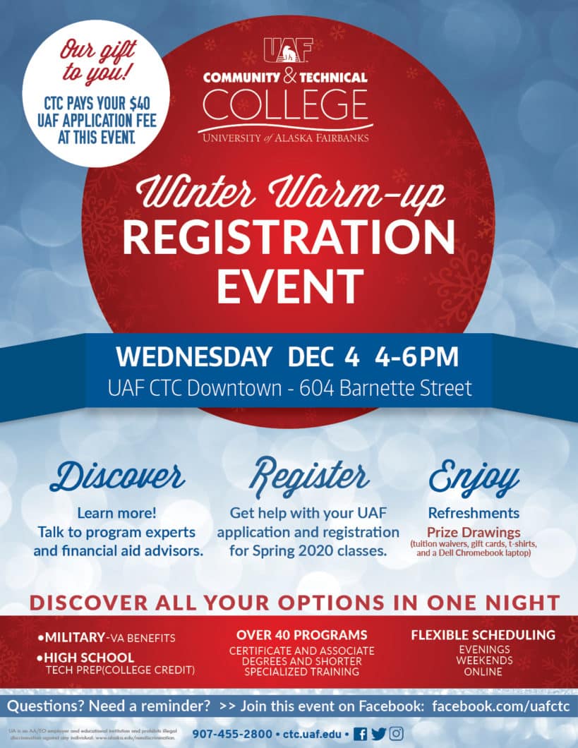 2019 Winter Warm-Up Registration Event flyer.