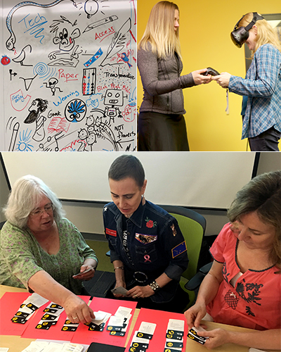 Collage of images showing iTeach workshops