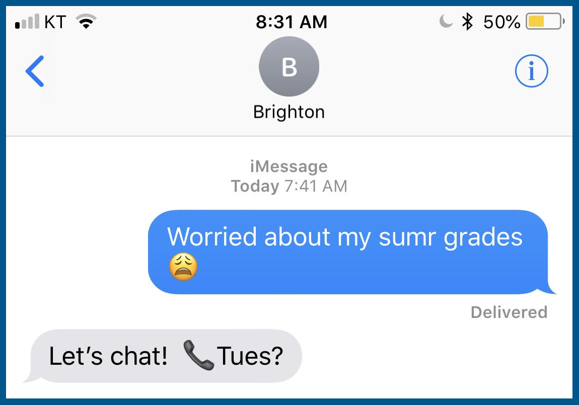 Screenshot of text messaging