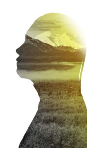 Head filled with gold scenic field