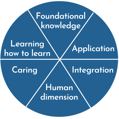 FINKS graph showing the 6 segments of Taxonomy of Significant Learning