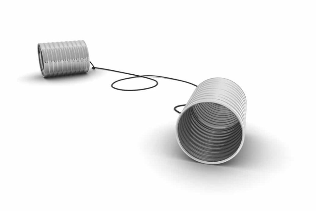 Tin cans connected with string