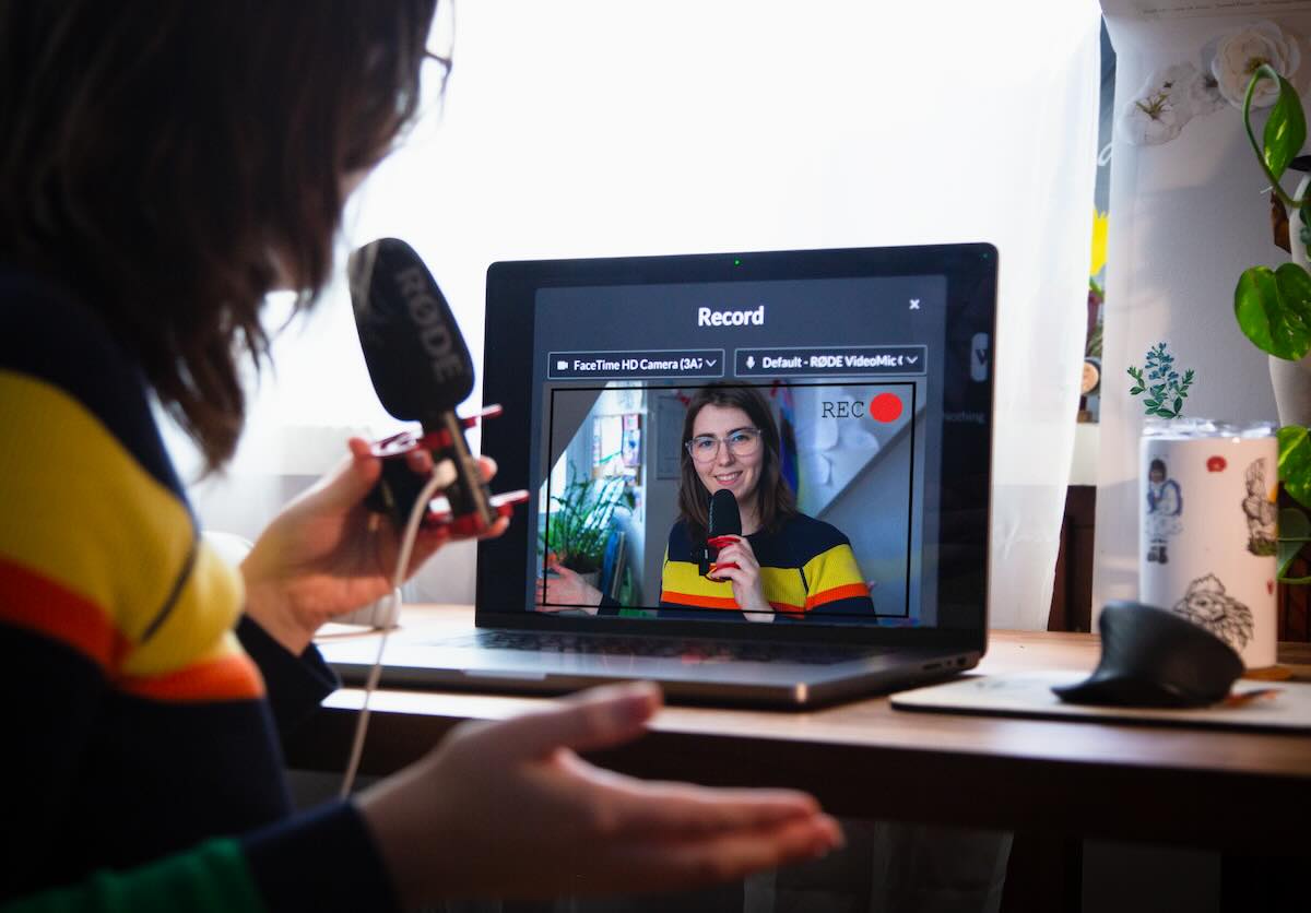 Media Designer Mika McCrary demonstrates recording with a webcam.
