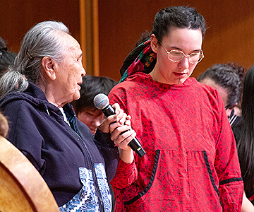 Native elder speaking during the Festival of Native Arts Festival. Photo credit: Festival of Native Arts.