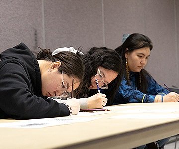 Students participating in a language workshop. Photo credit: Festival of Native Arts