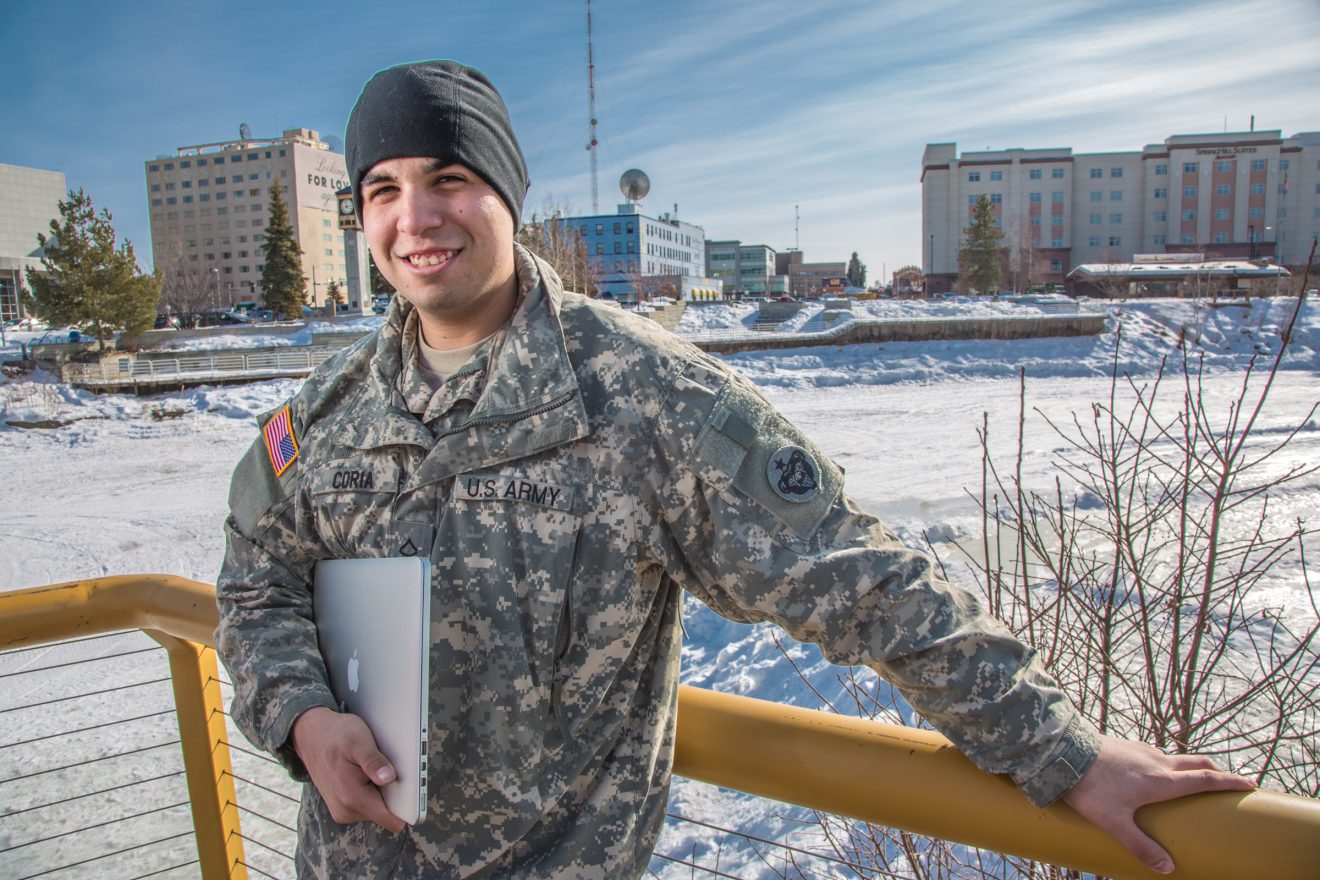 Soldier holding a laptop
