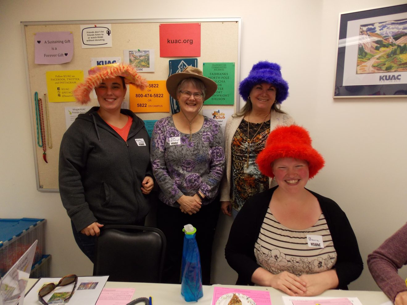 UAF faculty, staff and students help take phone calls during KUAC fundraisers. Here, members of the Staff Council volunteer during a recent fundraiser. Photo courtesy of KUAC.