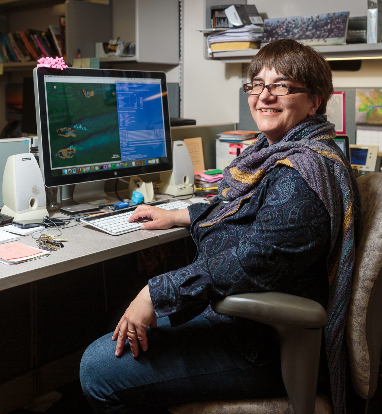 Alaska EPSCoR postdoctoral researcher Chris Waigl, who is undertaking multiple remote sensing projects for the Alaska Fire Service. Photo by Philipp von Ditfurth