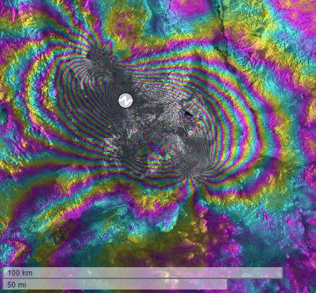 Imagery from the SARVIEWS 2.0 interface shows the M 7.1 Ridgecrest, CA Earthquake from July 2019. SARVIEWS 2.0, is a free automated tool that allows scientists, the public and emergency management professionals to monitor and analyze natural hazards in near real-time.