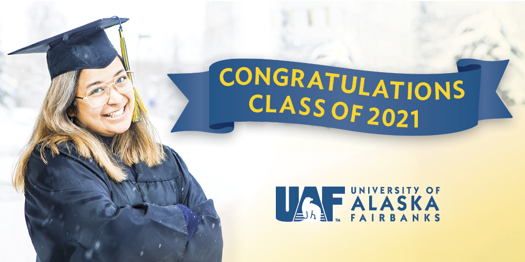 Graphic image of graduate with banner that says Congratulations Class of 2021