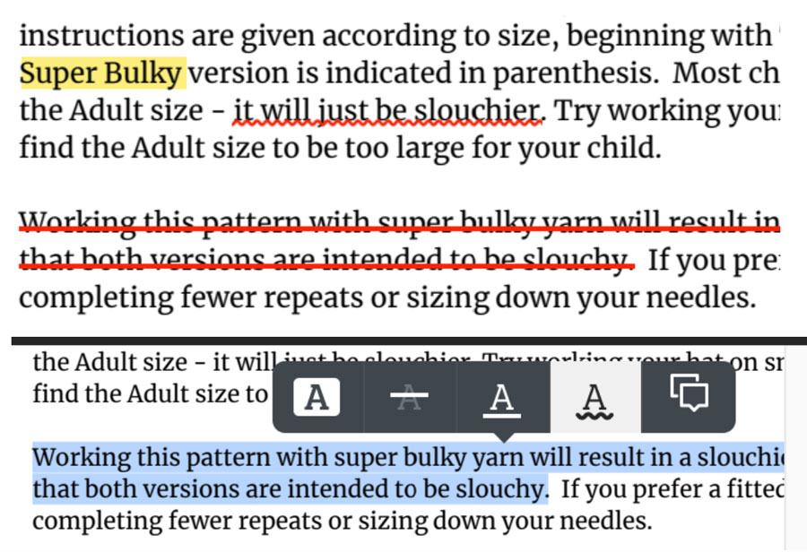 Screenshot of an instructor highlighting and marking up a student's assignment in Blackboard Grade Center.