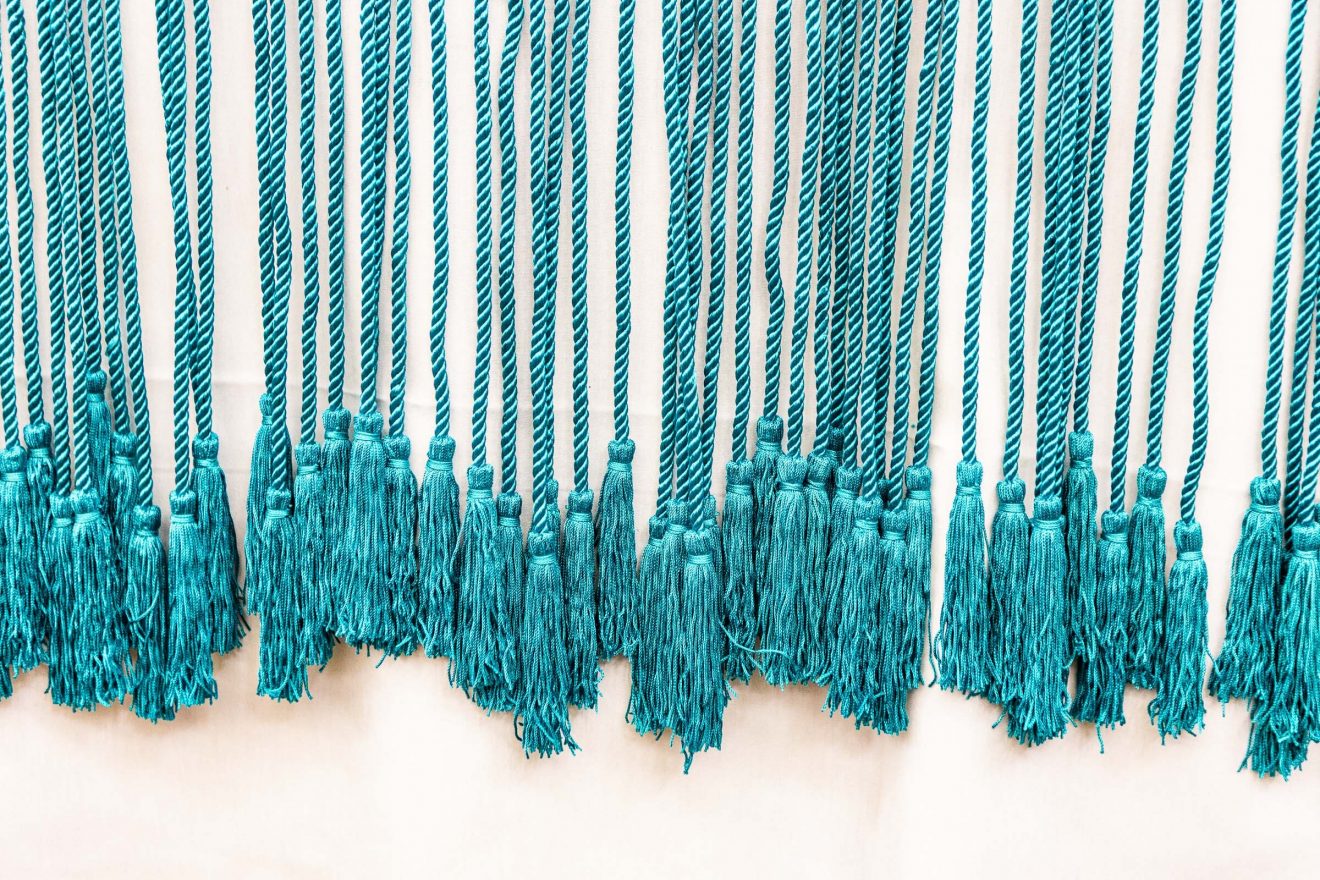 Row of teal cords or tassels