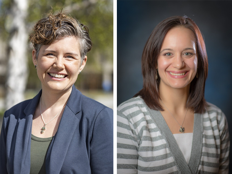 Two head shots of women.