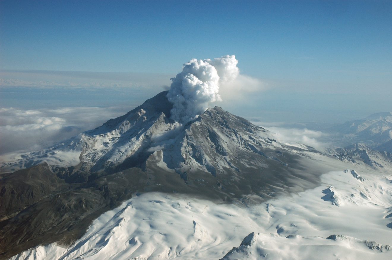 Mount Redoubt, 108 miles from Anchorage, Alaska, erupts in this photograph from March 31, 2009.