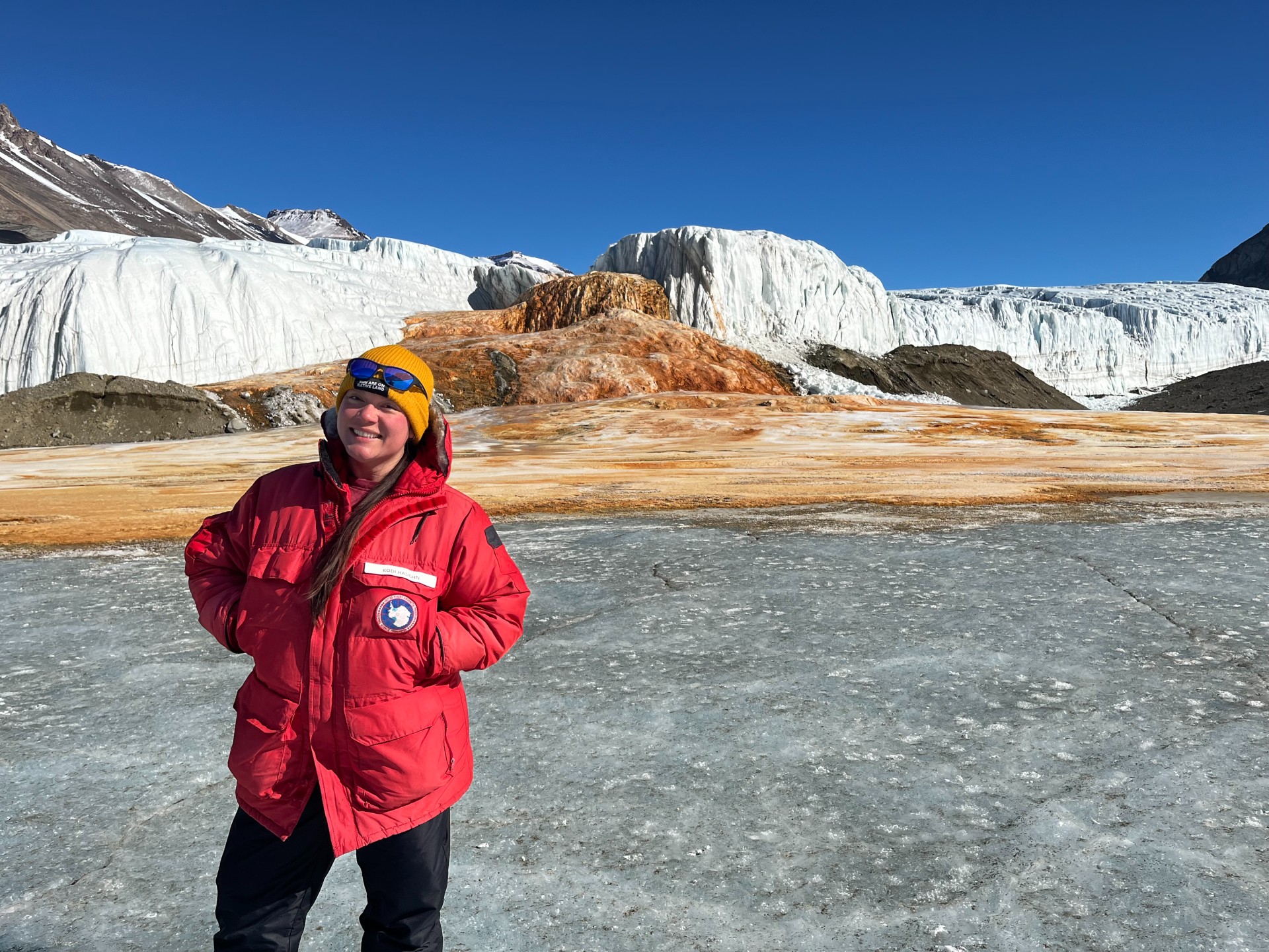 Doctoral student and biological sciences alumna Kodi Haughn in Antarctica