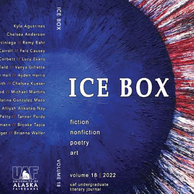 The cover of Ice Box Literary Magazine features a painting "Eye of the Storm" by Kyle Agustines