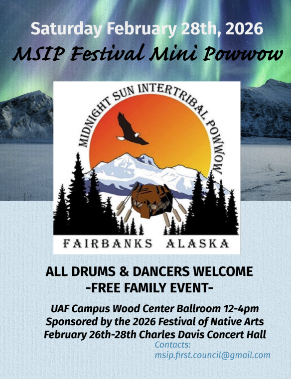 Flyer for Midnight Sun Intertribal Powwow Event