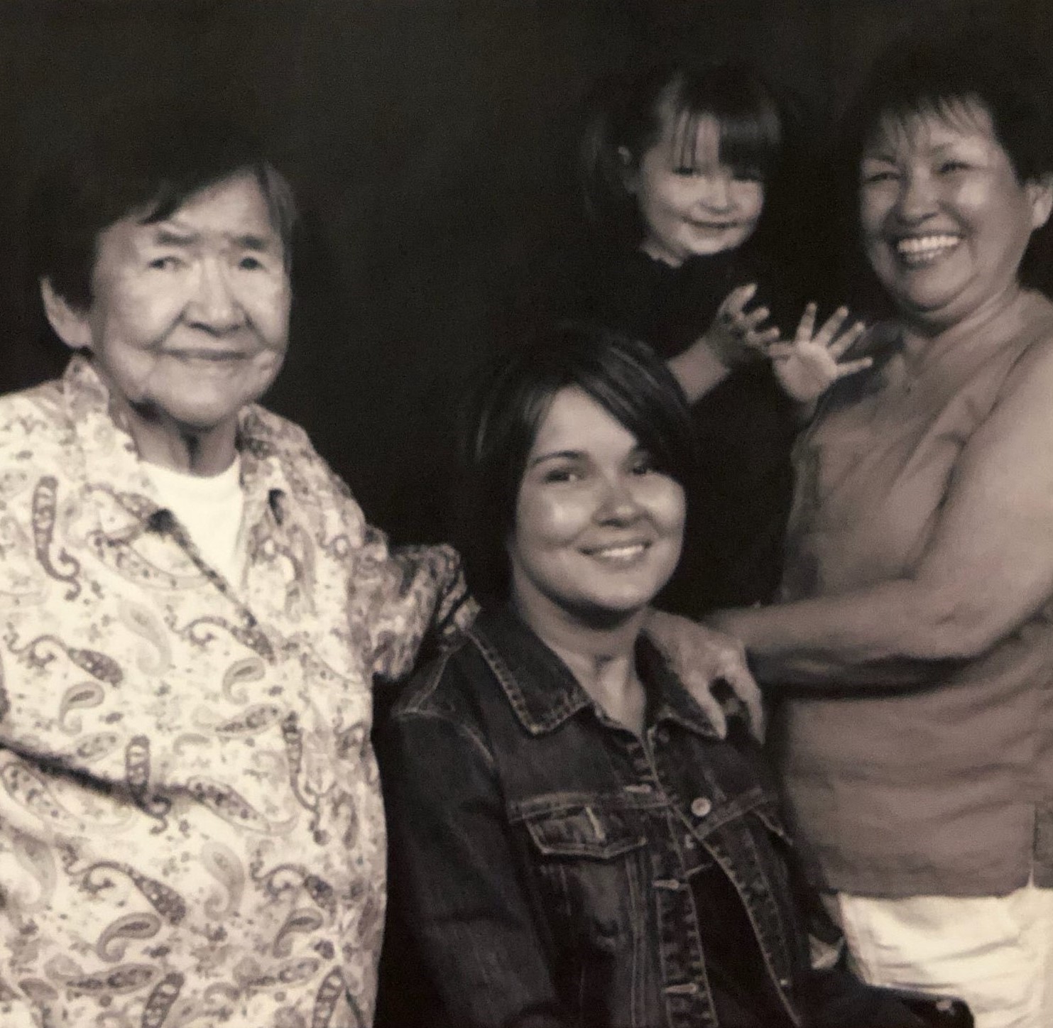 Dean Simmons with her late grandmother, Jenny Huntington, her mother, Marie Simmons, and her daughter, Tassy Nelson. Four generations of intergenerational healing.