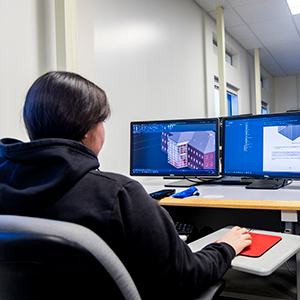 Student in the computer lab. UAF photo by Leif Van Cise