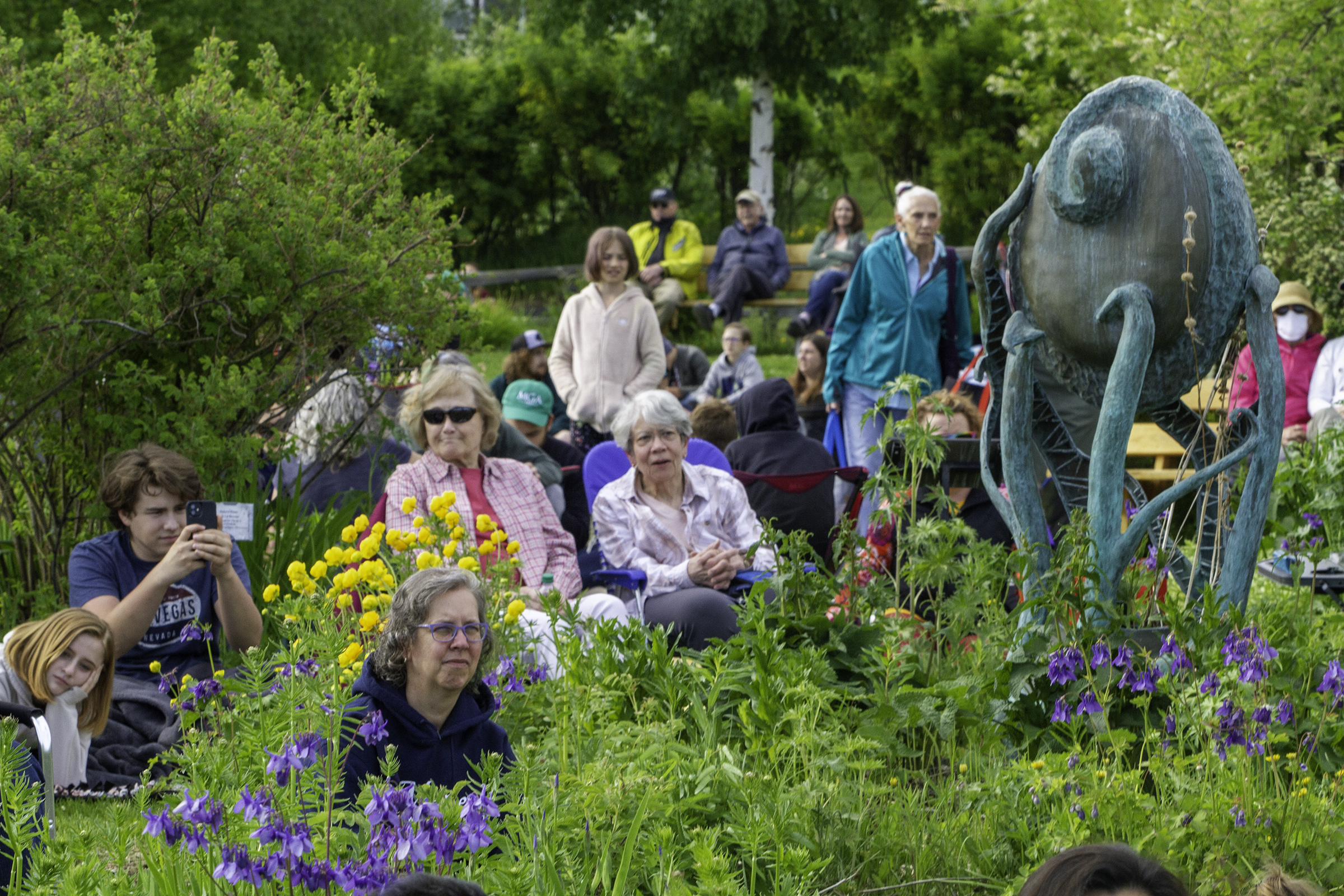 Guests enjoy Music in the Garden, a collaboration between UAF Summer Sessions and Lifelong Learning and the Georgeson Botanical Garden. UAF photo by Eric Engman.