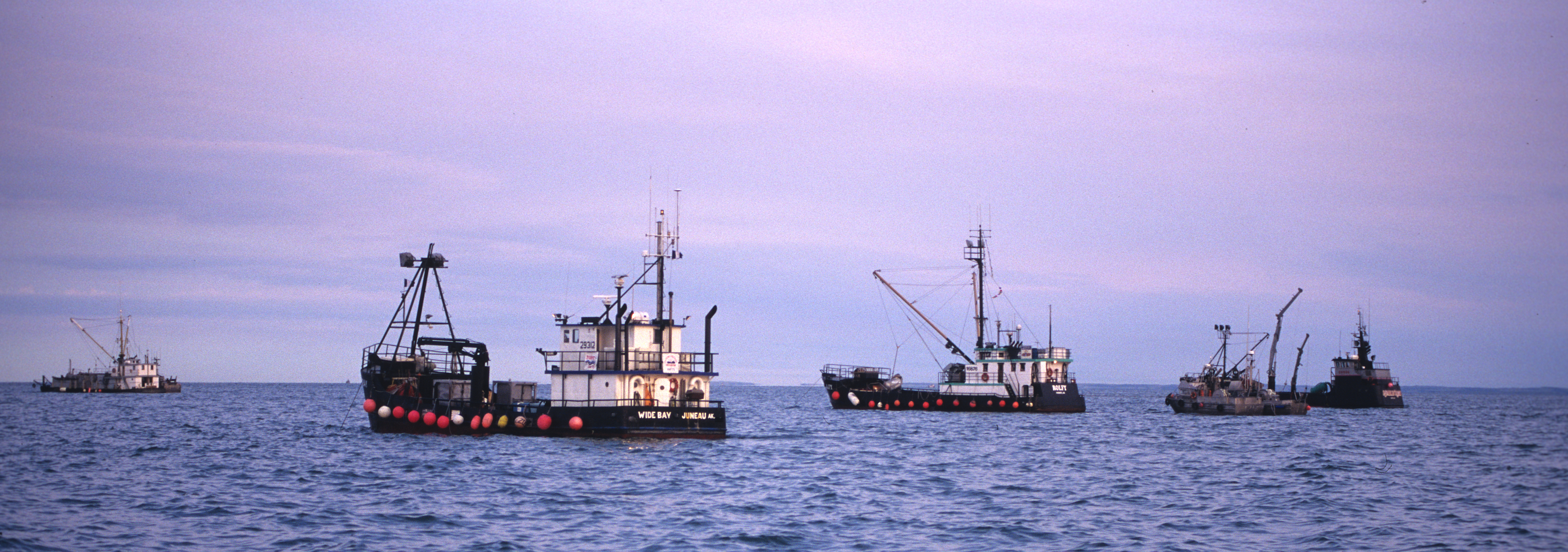 Commercial fishing vessels head out to sea near Chignik Lagoon. Photo by Deborah Mercy/Alaska Sea Grant