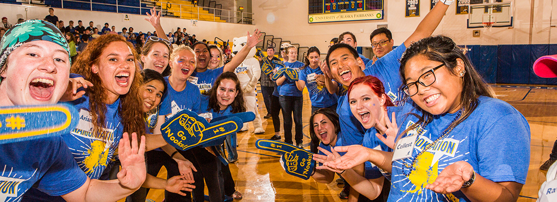 Welcoming new students at the Patty Center gym on the Fairbanks Campus.