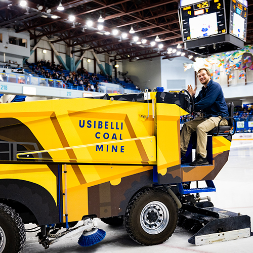 Zambonie on the ice arena