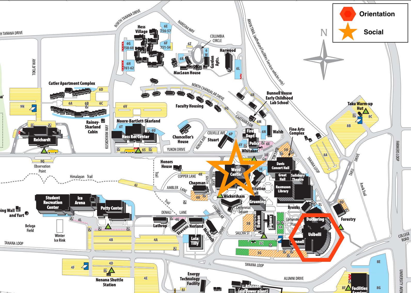Map to New Graduate Student Orientation at Schaible Auditorium