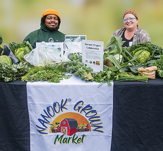 People working at booth