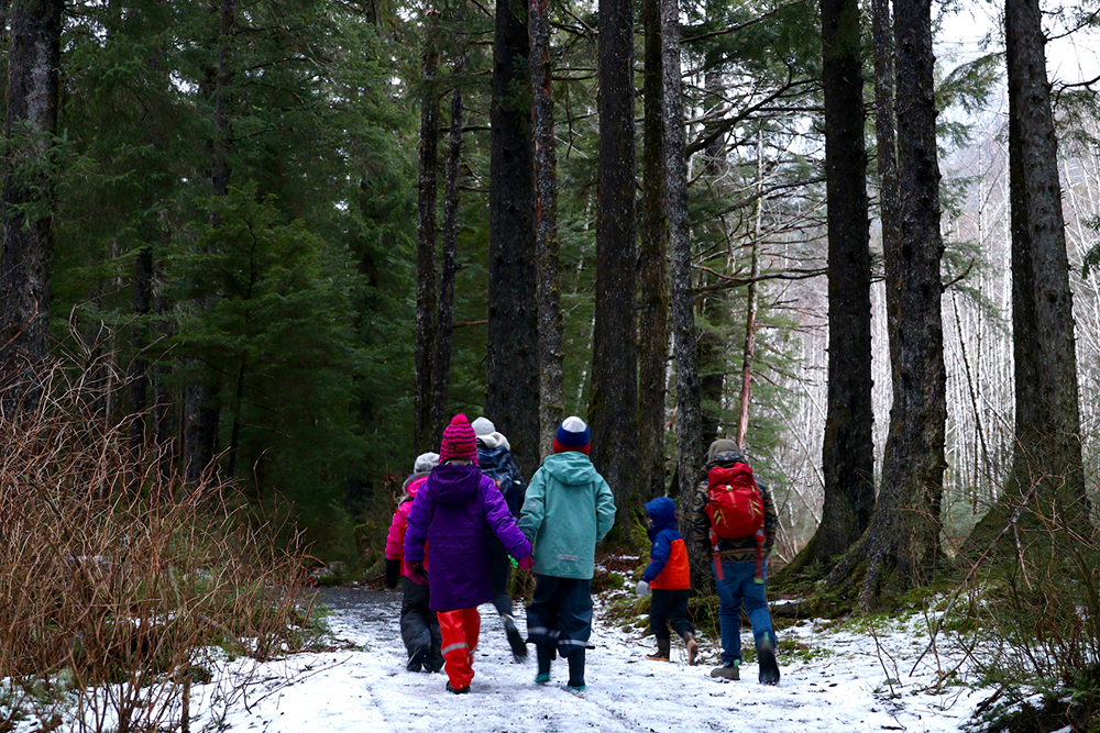 Walking through snow