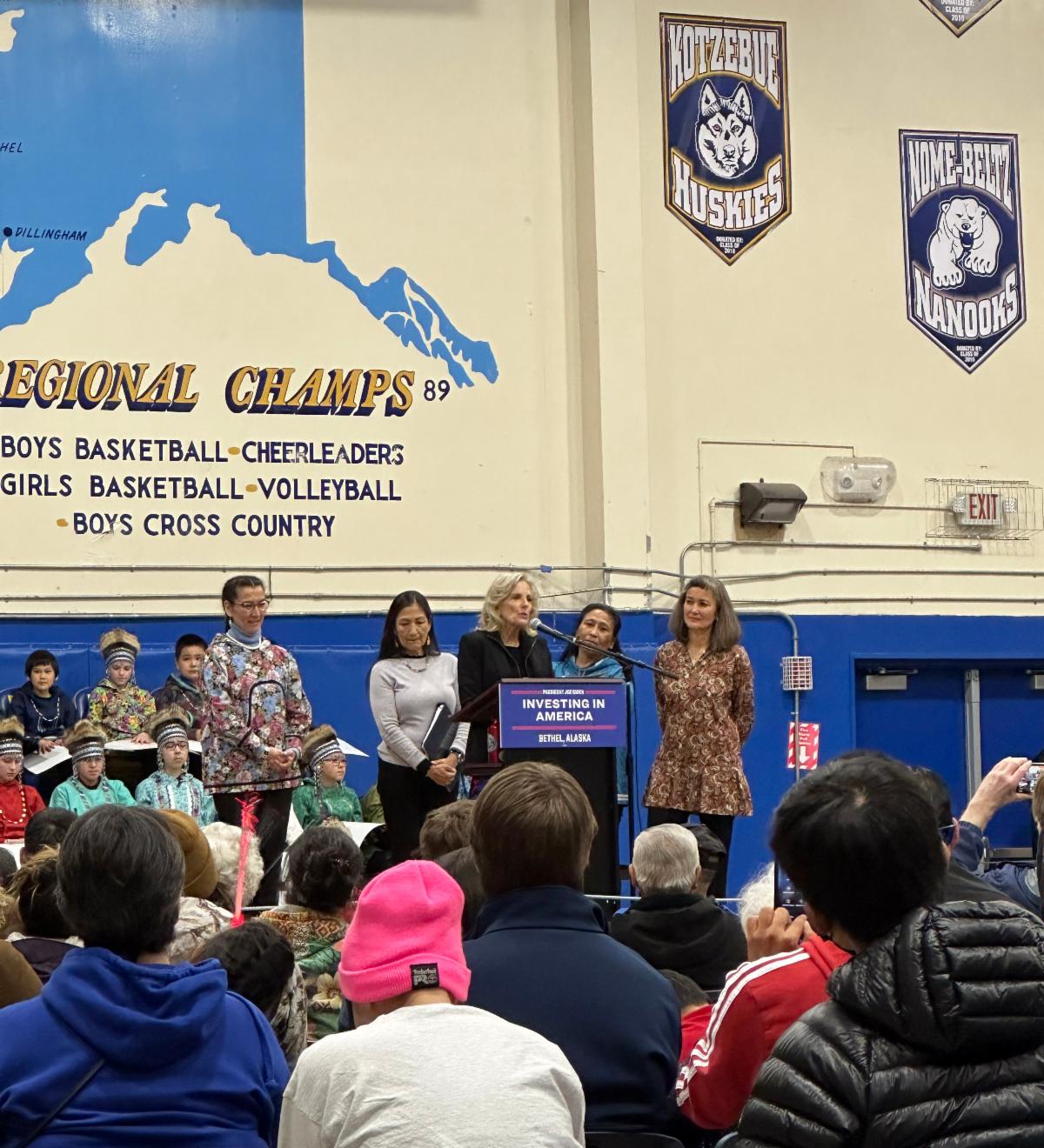 Crowd of people listening to speaker