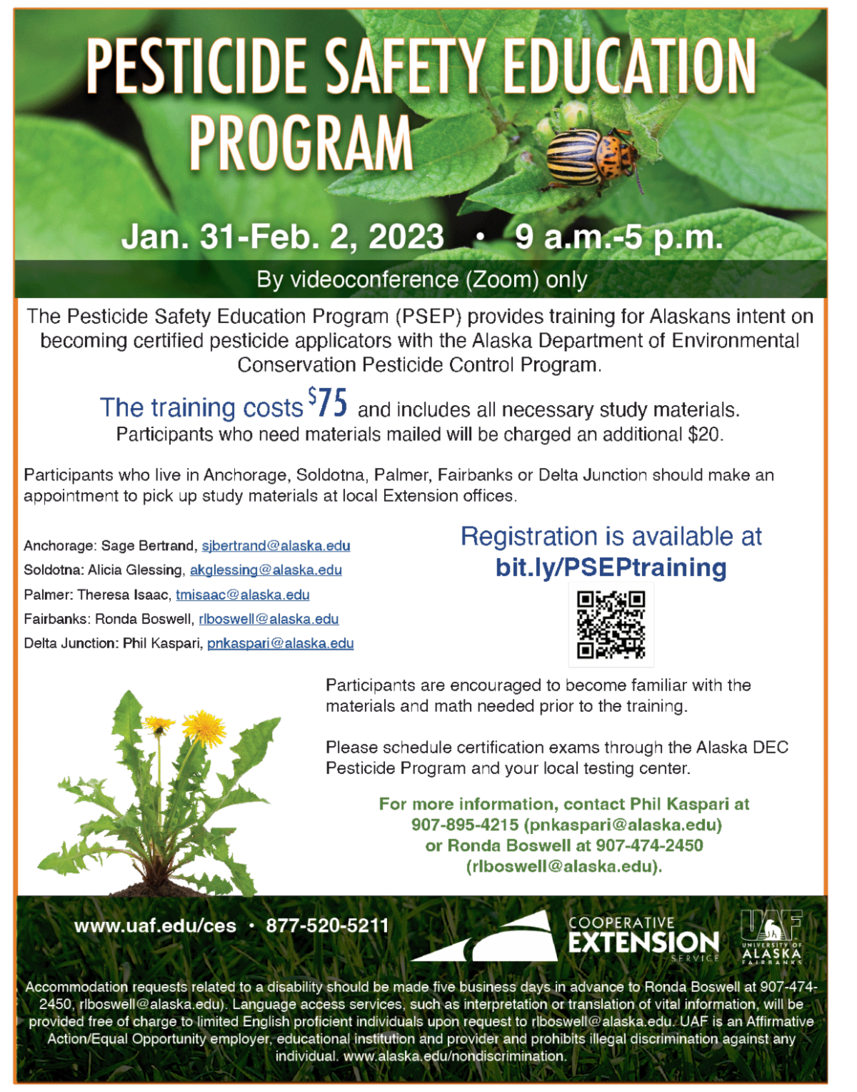 PSEP Training January 2023 flyer