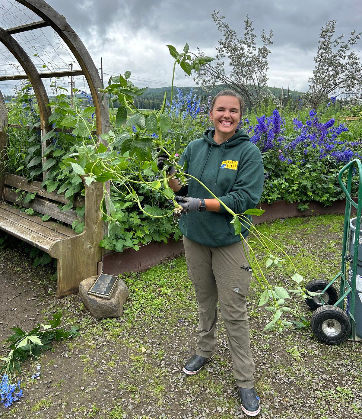 Woman standing in garden