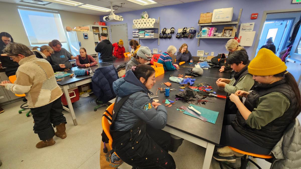 Group of people working on crafts