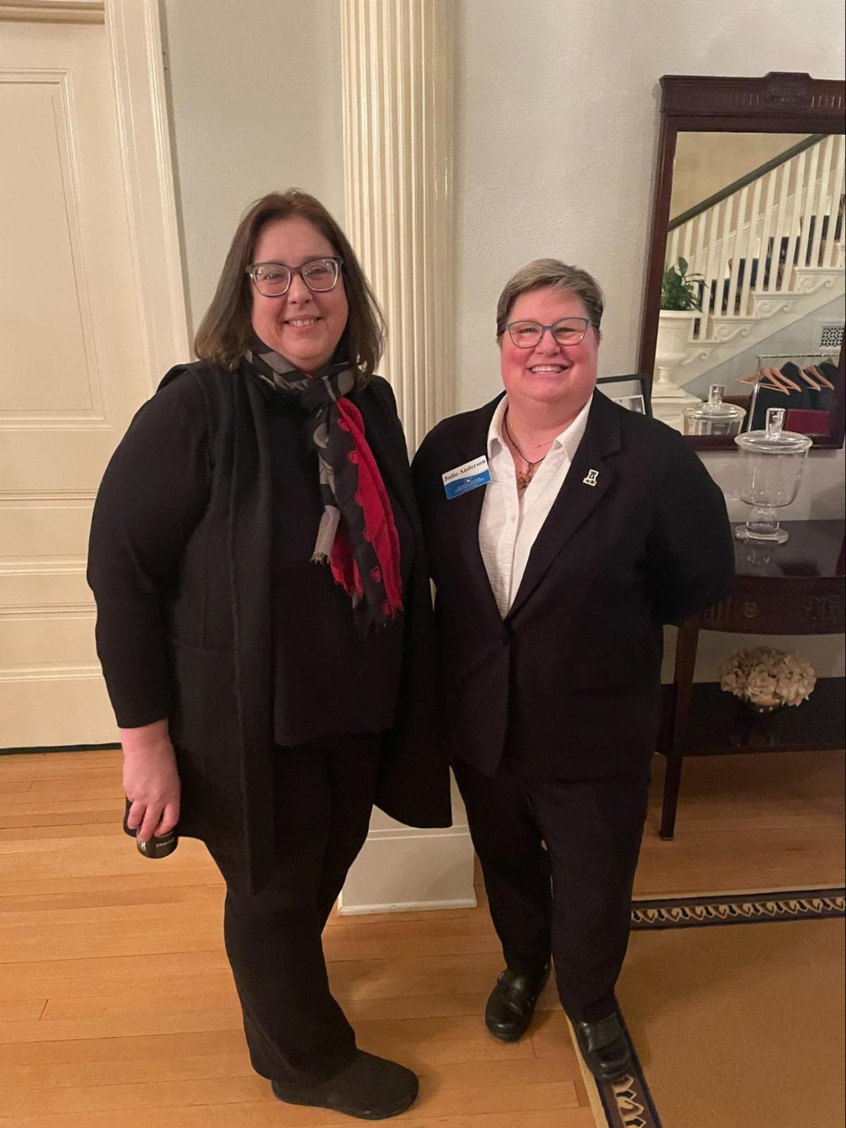 Two people posing for a photo