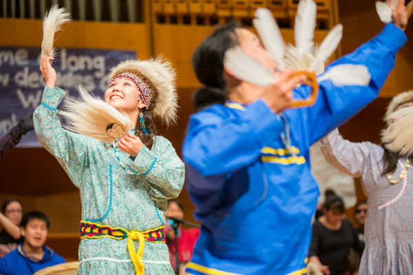 A dance group performing at the Festival of Native Arts
