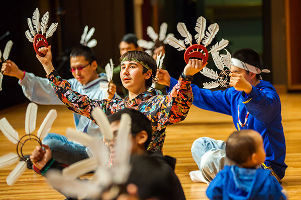 Bax Bond performing with the Inu-Yupiaq Dance Group during the 2013 Festival of Native Arts