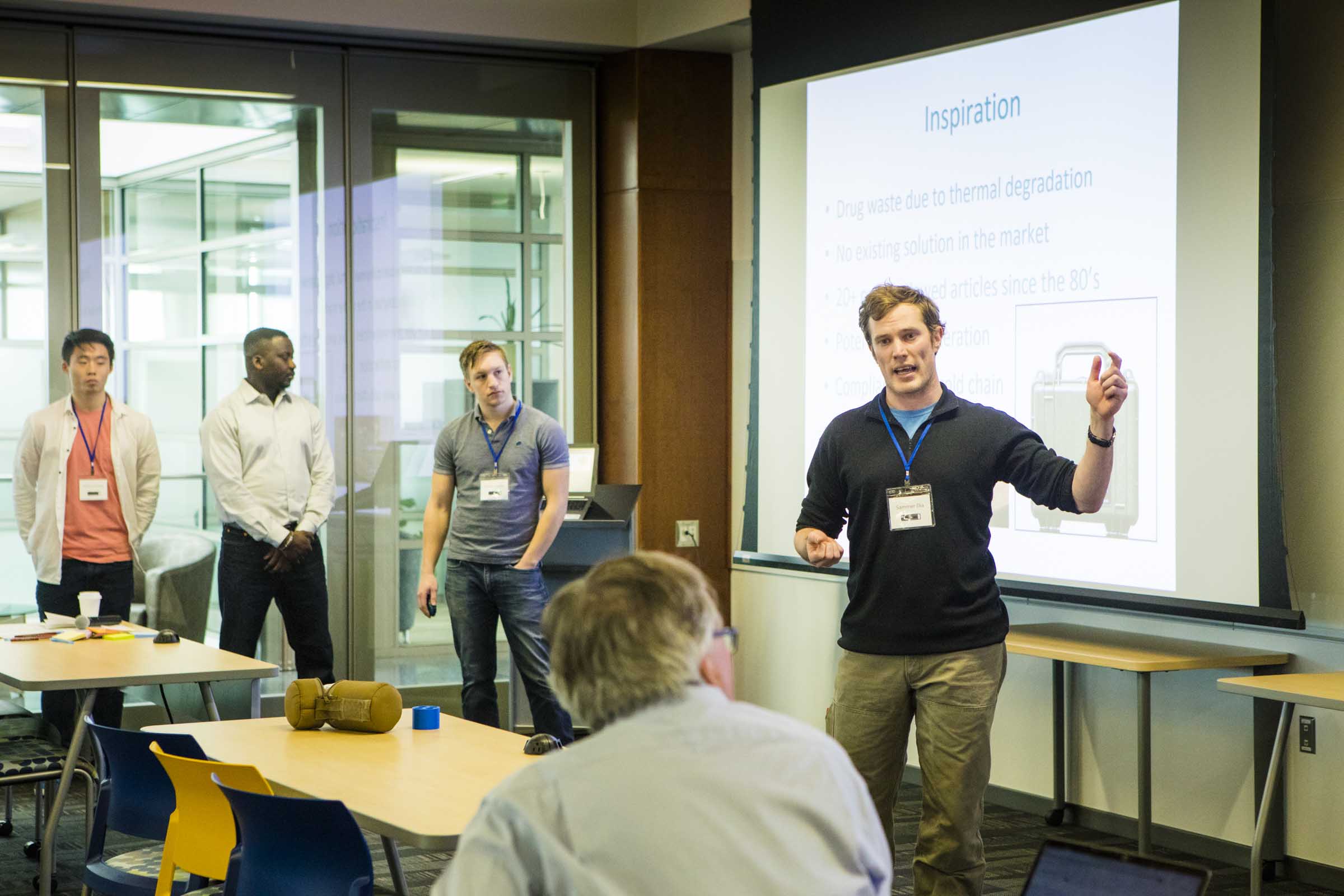 Lean Launch Workshop participant Sammer Dia presents on his team's work. Photo by JR Anchetta/UAF.