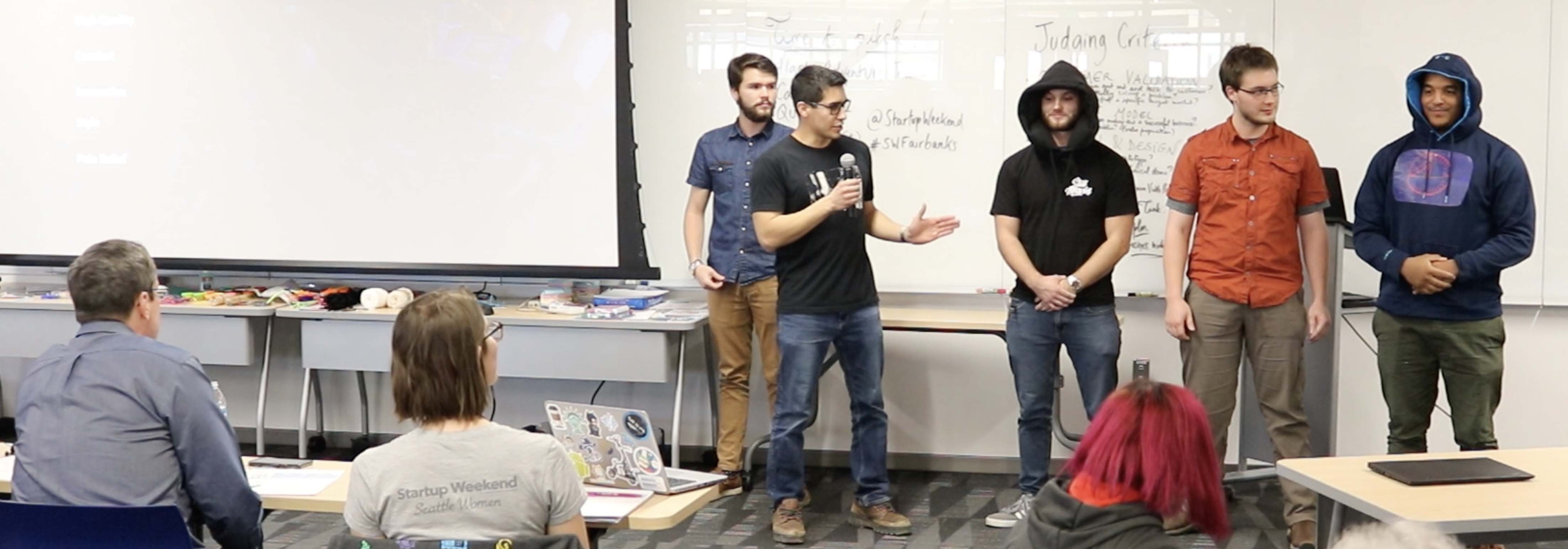 The Armadillow (now Hoodillow) team presenting their final pitch. Photo by Amanda Byrd