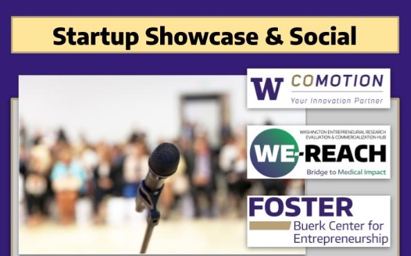 Startup Showcase & Social informational graphic