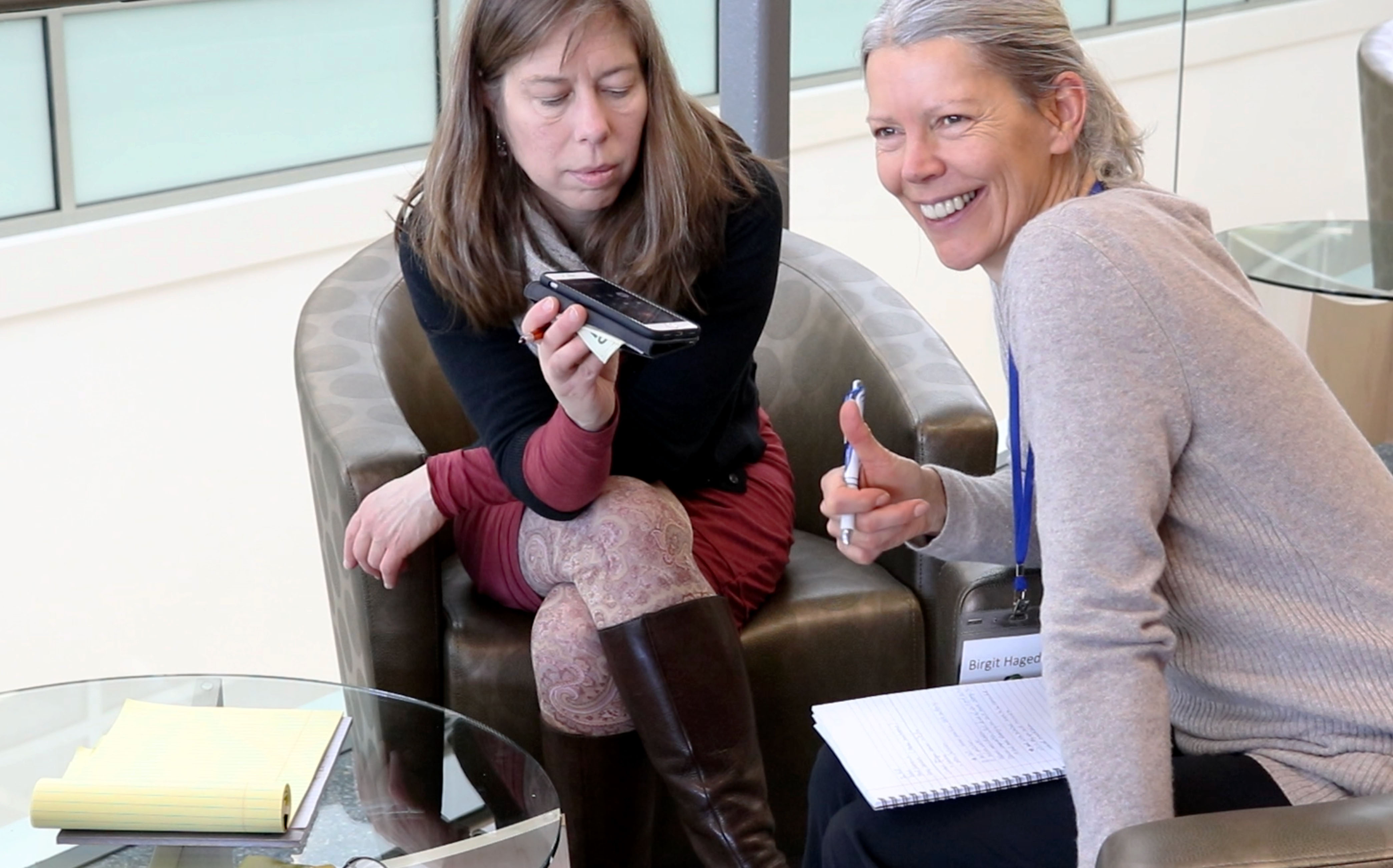 Birgit Hagedorn and Jacqueline Summers conduct market research during the 2018 Lean Launch Workshop. Photo by Amanda Byrd.