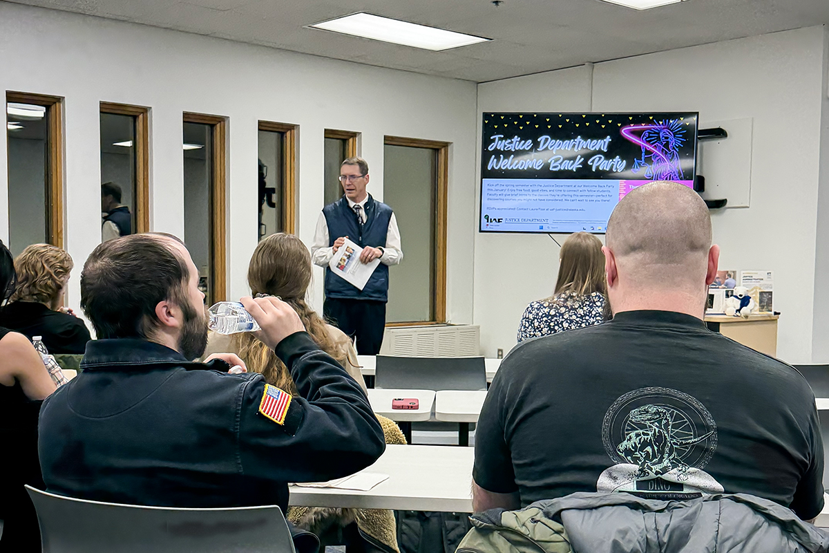 Department Chair Jeff May at Justice's Welcome Back party in January 2026. UAF Photo by Sarah Manriquez