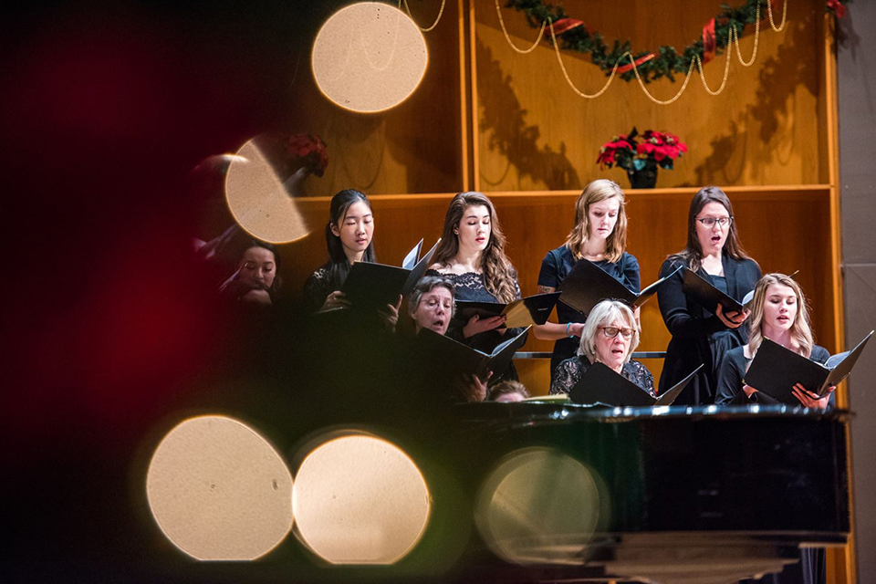 The Choir of the North performs their annual winter concert on Dec. 9, 2017, in the Davis Concert Hall.