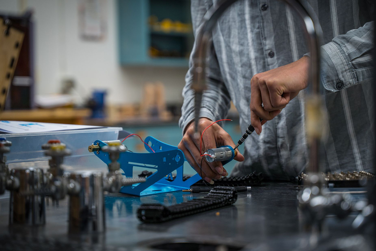 Student working on a project