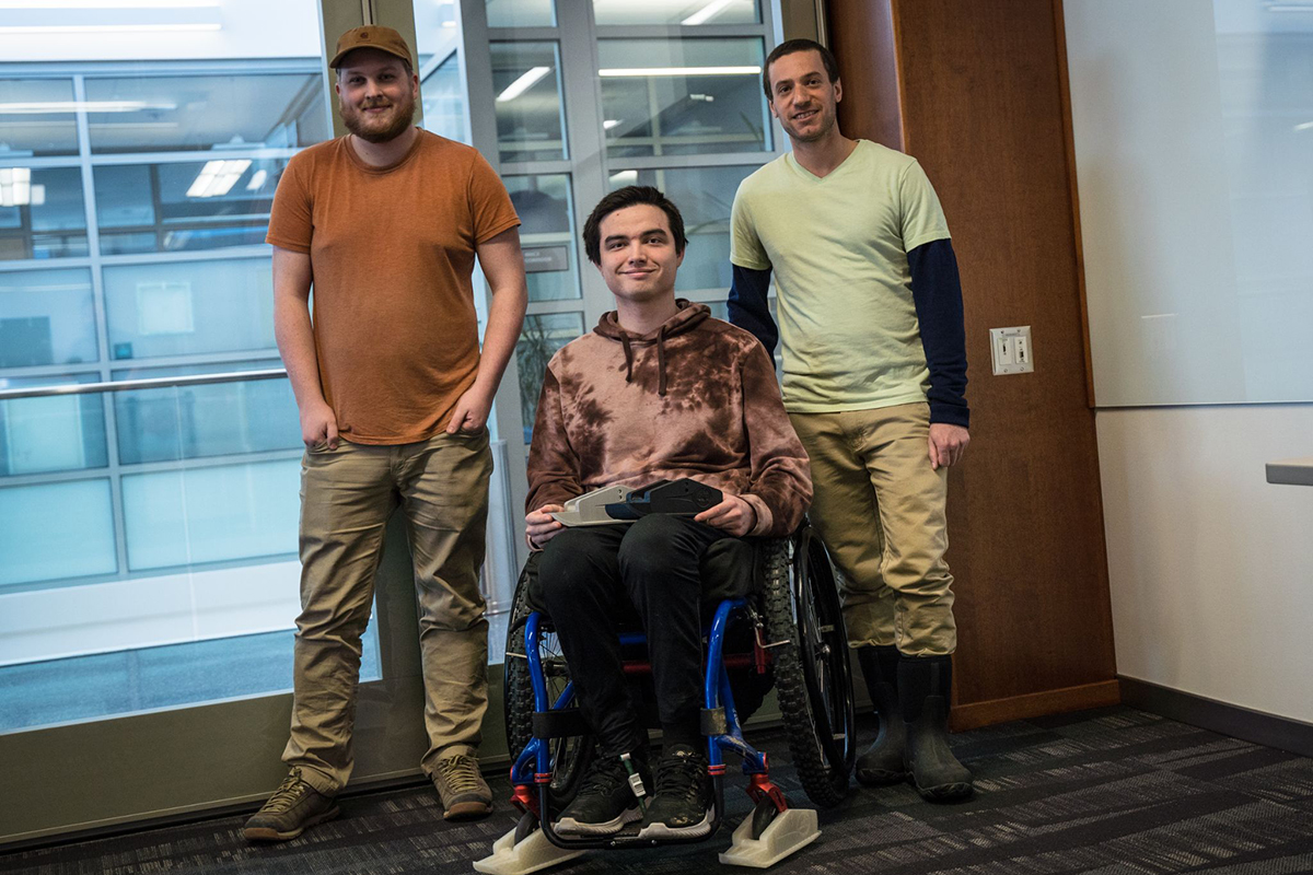 Three students in a row