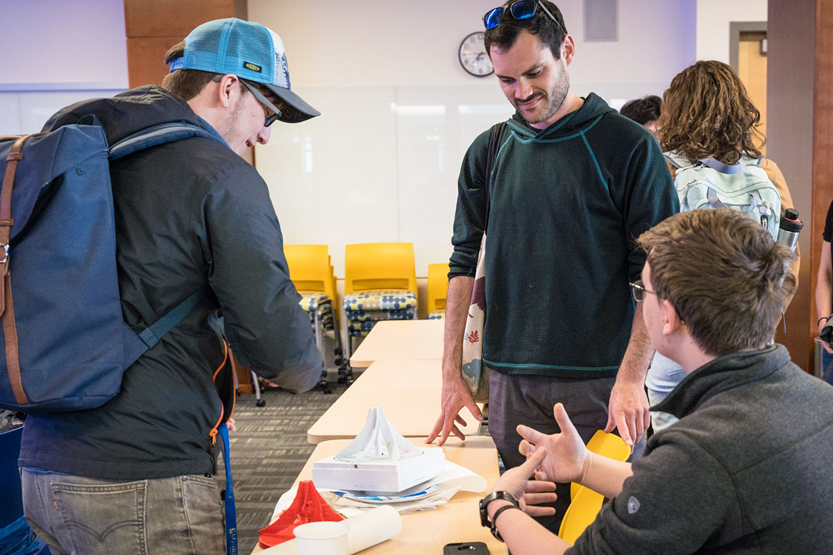 A group of students talking 