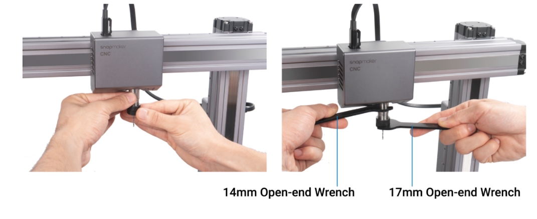 Shows how to tighten up engraving tool on 3-axis CNC