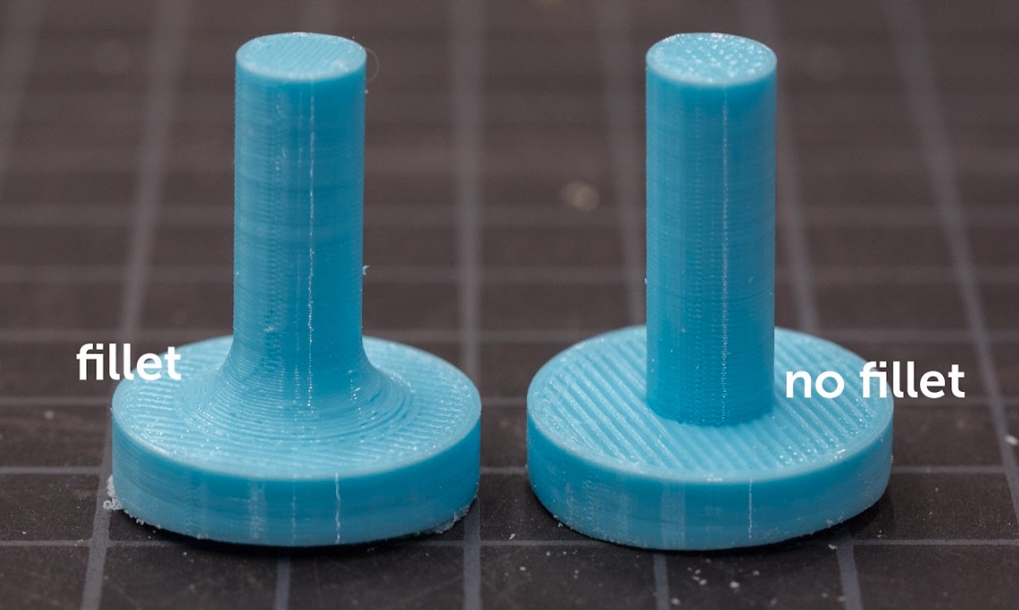 Showing difference between a fillet and no fillet on a 3D skrew